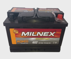 Milnex 652 AGM 12V 75Ah 720 CCA Stop/Start Automotive Battery